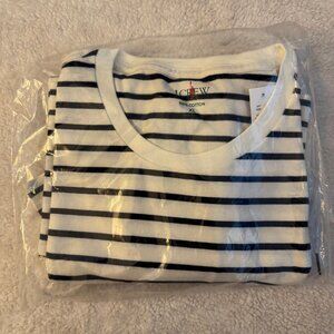 J. Crew Cotton T-shirt in stripe - Ivory Navy Stripe - Size XL